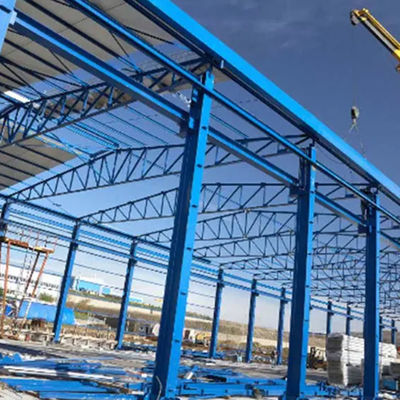Q235 Steel Modular Prefabricated Metal Warehouse Construction Wind Resistant 12 Grades
